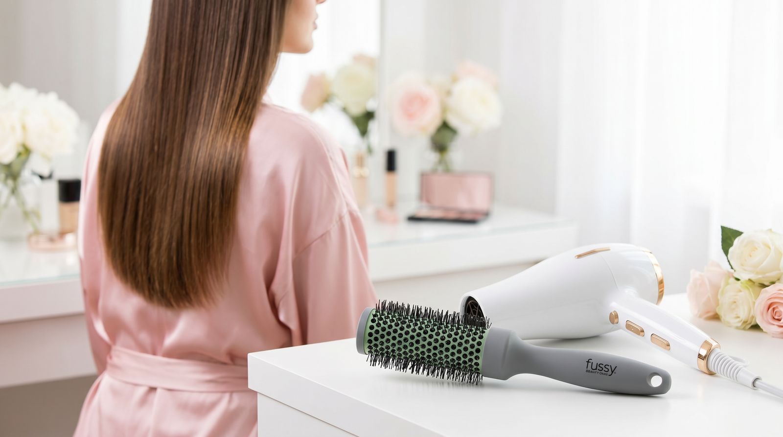 Cepillo térmico y secador para alisar el pelo sin plancha - Fussy
